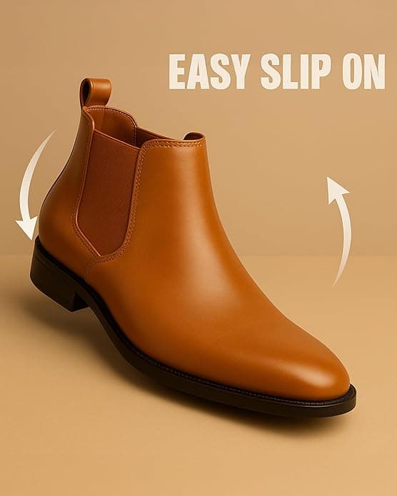 WUGO Men's Heavy Duty Genuine Goat Leather Safety Boots - Tan