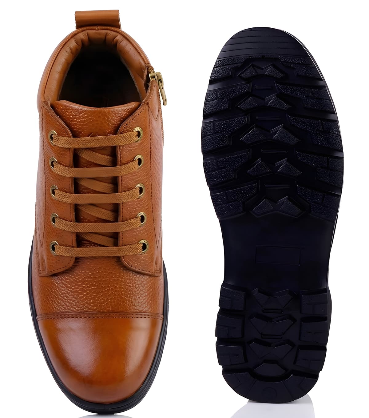FOX Men's Genuine Leather Tactical Police Boots - Tan