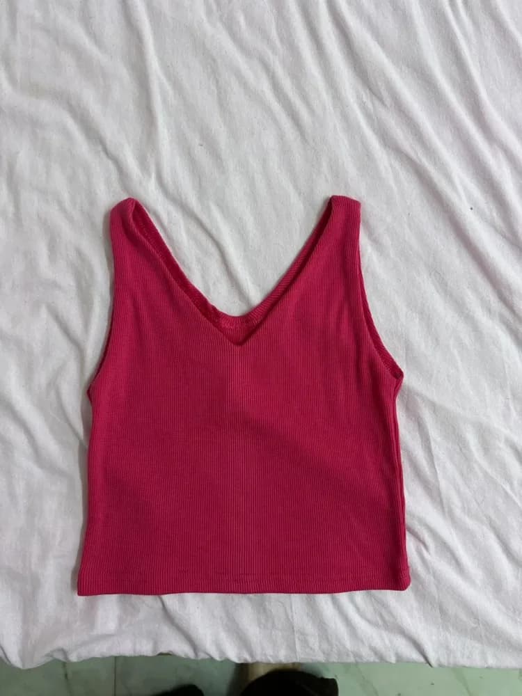 Pink v neck top