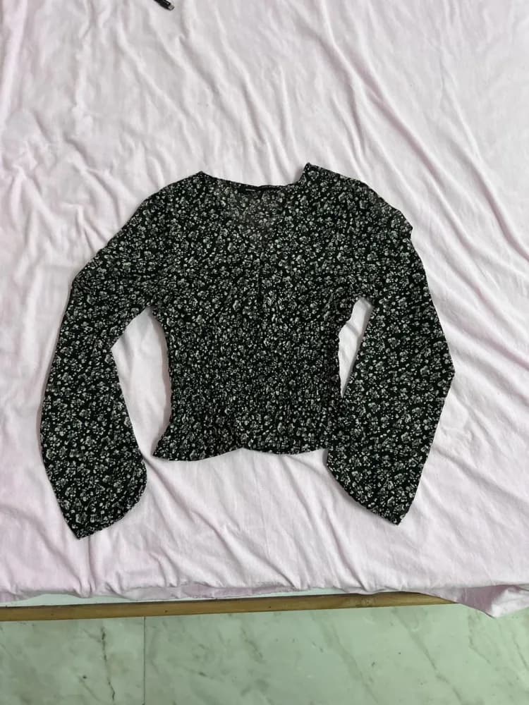 Floral black top