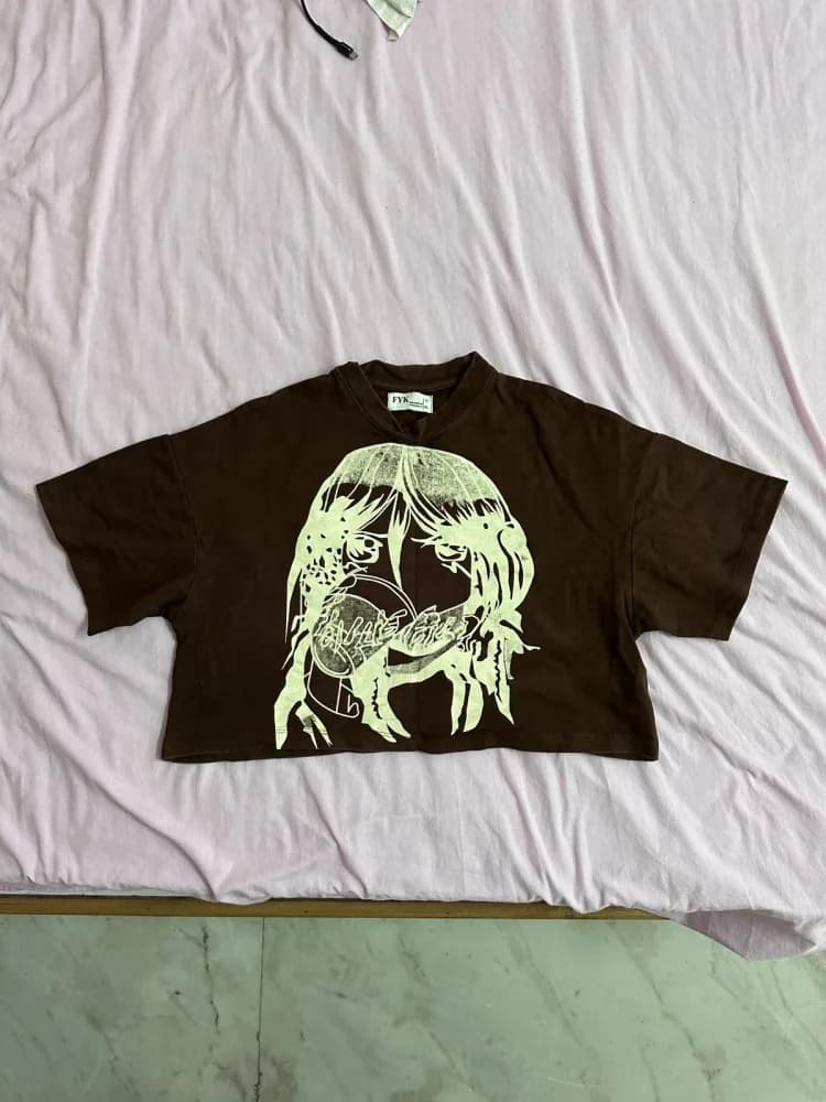 Dark brown oversized crop top